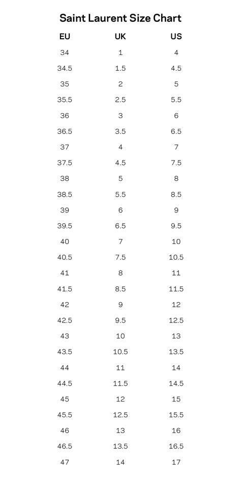 shoes logo ysl|YSL shoes size chart.